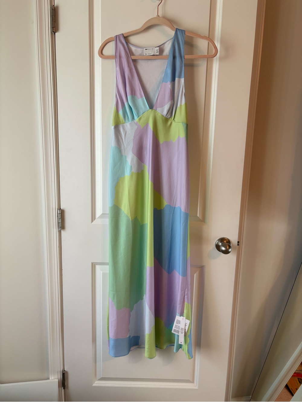 ASOS Pastel Multicolor Maxi Dress in Purple, Blue, Green & Cream